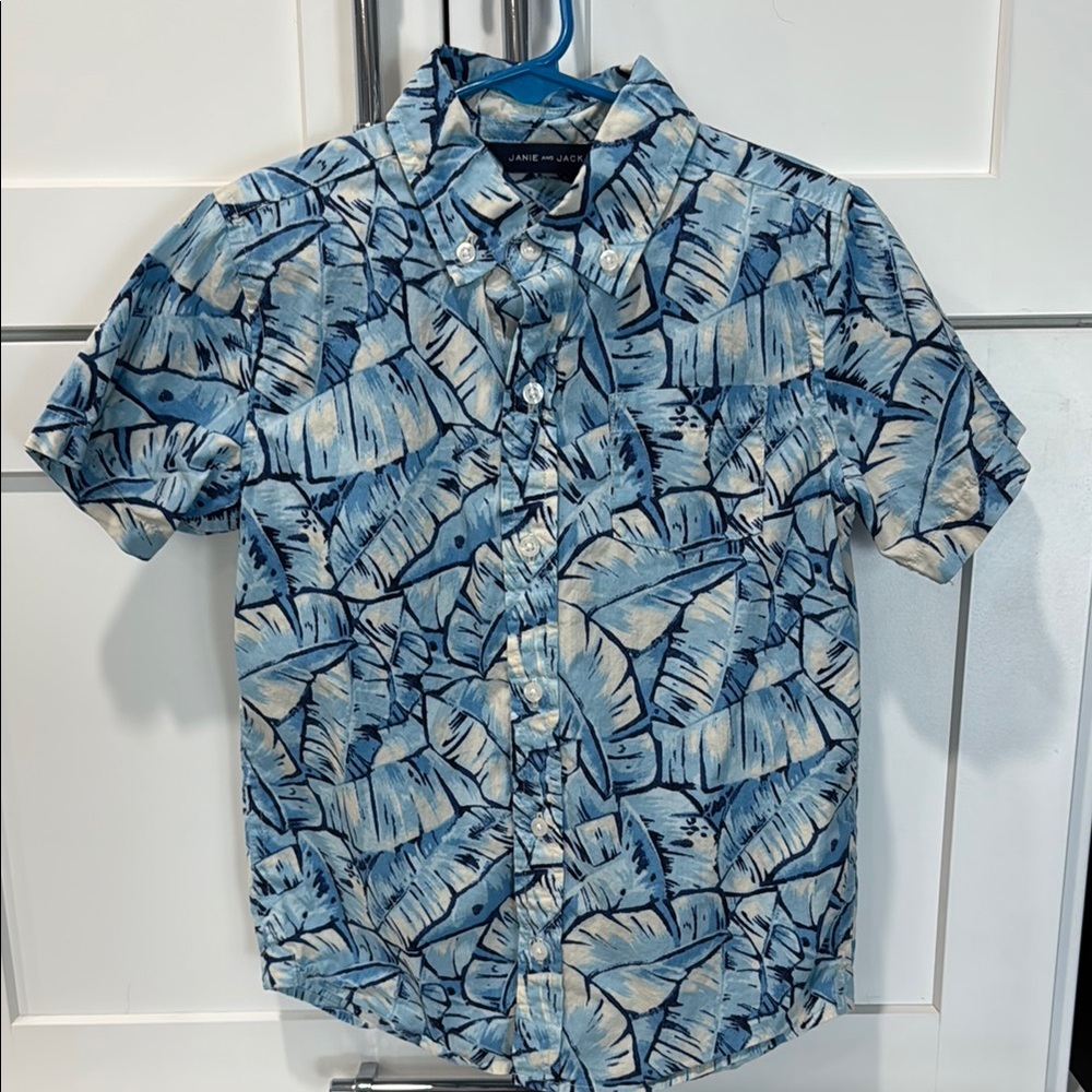 Janie and Jack Blue Tropical Print Shirt